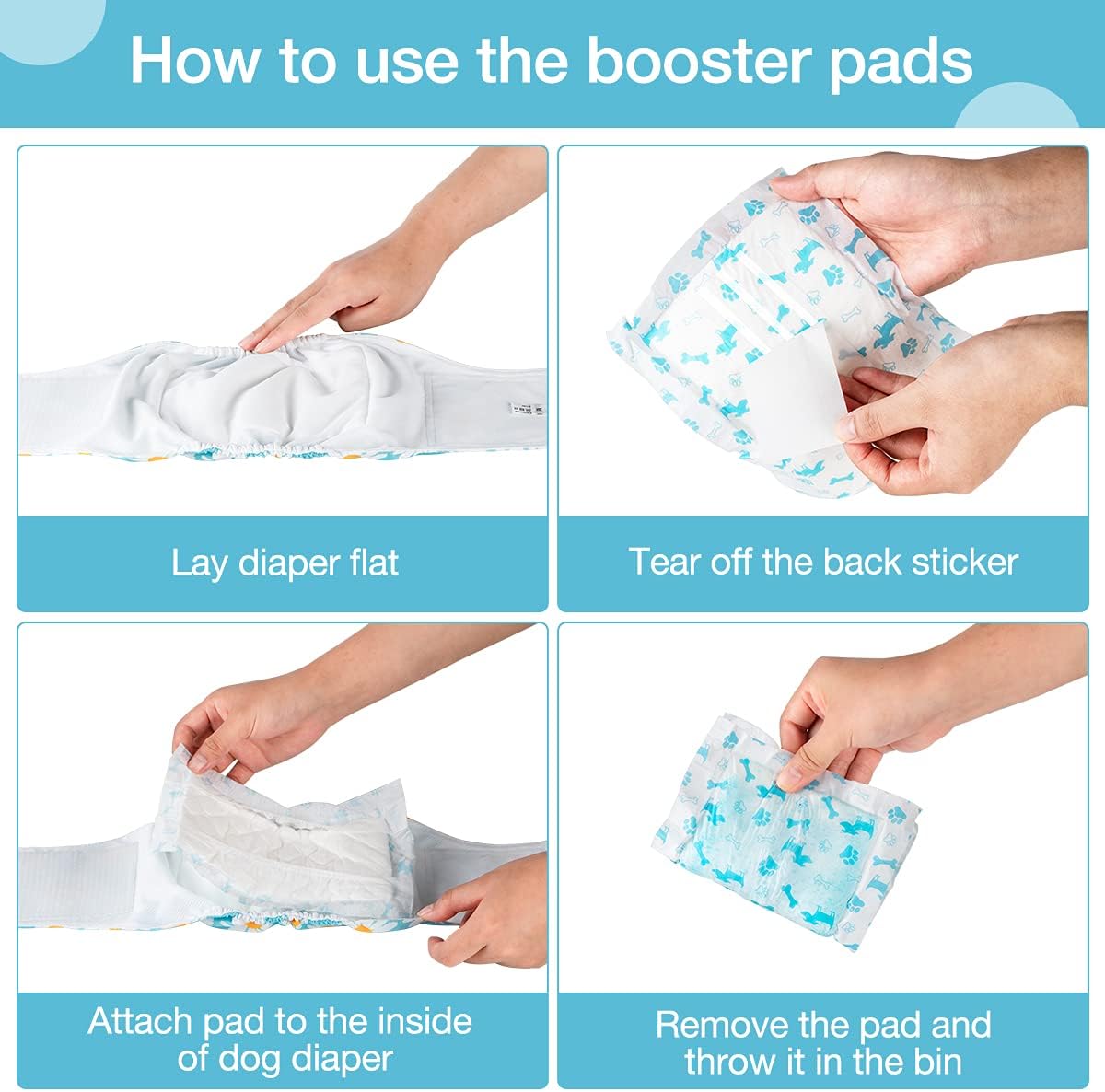 Disposable Dog Diaper Booster Pads XS - Bones / L - (50 Count) - image 3