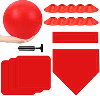 Hiboom kickball set with four 10 inch red balls, rubber bases and air pump - view 5