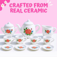 17 Pieces Floral Miniature Porcelain Ceramic Tea Set - image 3