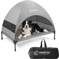 Veehoo Outdoor Dog Bed with Canopy - Grey / 42.0"L x 30.0"W x 34.5"Th