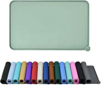 Waterproof Pet Feeding Mat with High Raised Edges, Heavier and Thicker Placemats for Cat Dog Water Bowl with BPA Free, Dogs Cats Food Mats for Messy Drinkers to Prevent Spill and Protect Floors