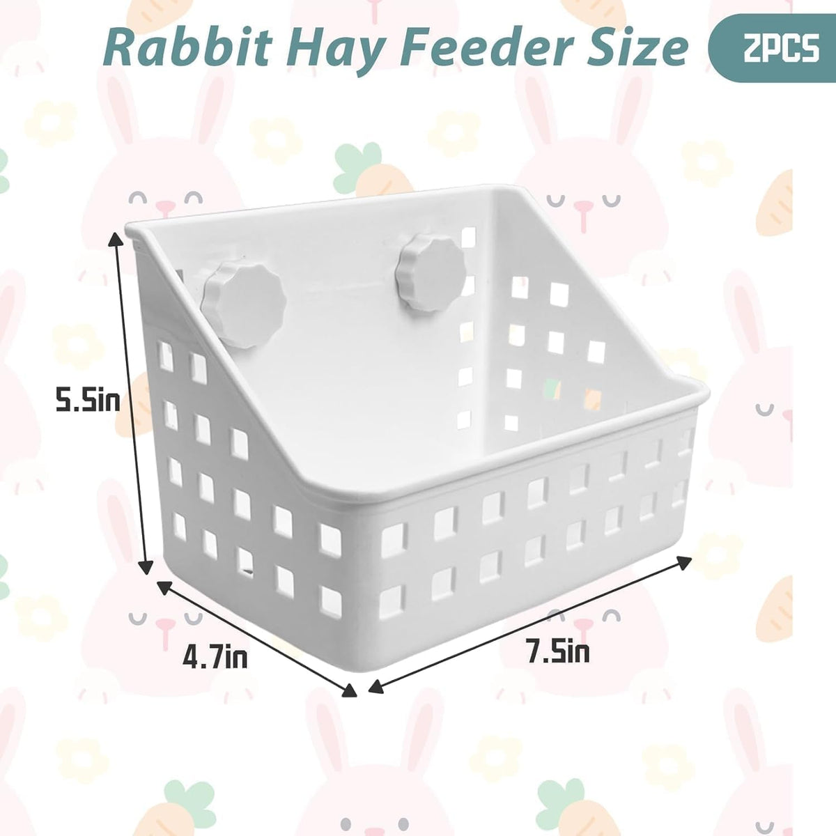 Hay Feeder for Rabbit, Bunny Hay Holder Guinea Pig Hay Feeder Plastic Hay Rack for Rabbits Small - 7.5 X 4.7 X 5.5 inches, 2 Pieces - image 2