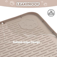 Cat Litter Mat, Extra Large 40" x 28" Silicone Mat Litter Trapping Mat for Scatter Control, Soft on Kitty Paws, Easy to Clean (Khaki)