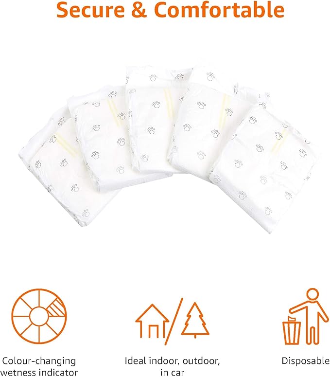Amazon Basics Male Dog Diapers, 30 Count, Small, Ultra Absorbent Disposable Wrap with Secure Fit, Leakproof and Comfortable