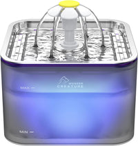 Wonder Creature Crystal Cat Water Fountain Stainless Steel Lid - Grey+1 Filter+1 Sponge