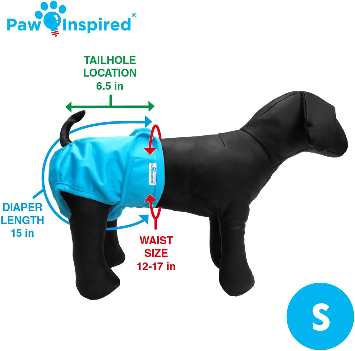 Paw Inspired Washable Dog Diapers, Assorted and White Lining - Assorted (Black Lining) / Small (3 ct.) - image 2