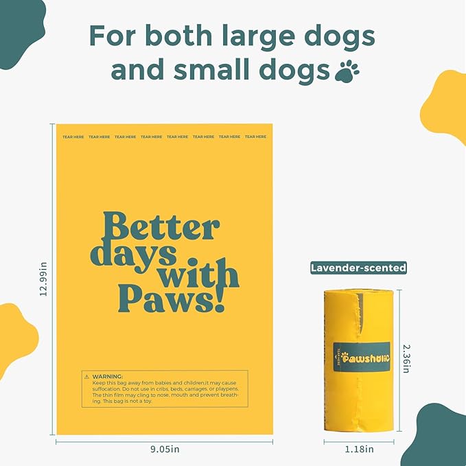 Dog Poop Bags Rolls Biodegradable 100% Leak Proof Thickened Waste Bags - 600 Count 40 Rolls - Cornstarch Based Doggie Poop Bag for Small and Big Dogs（Lavender）