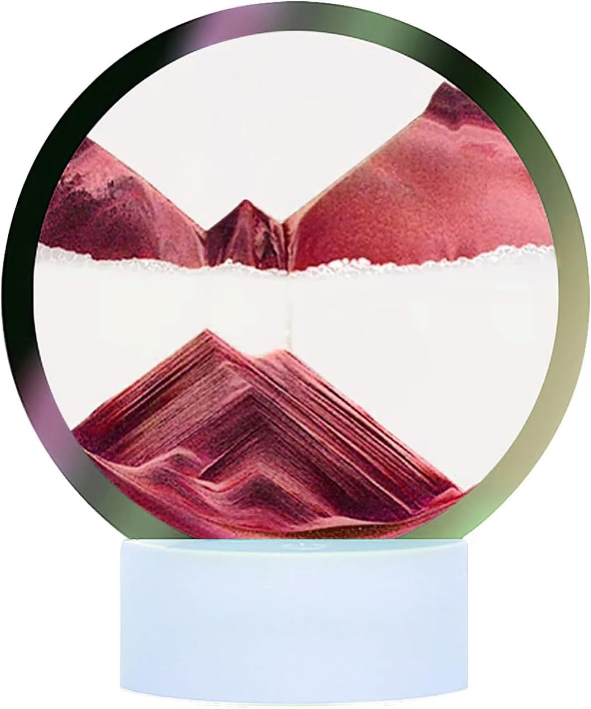 rysnwsu Moving Sand Art Picture Round Glass 3D Deep Sea Sandscape - Red / Button-Control