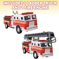 ArtCreativity set of 2 diecast pull back fire truck toys, ladder truck and fire engine - view 2
