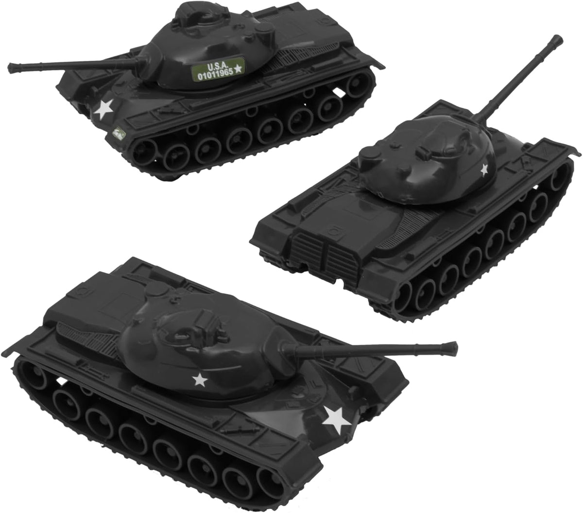 TimMee Toy Tanks for Plastic Army Men, OD Green WW2 3pc - Black