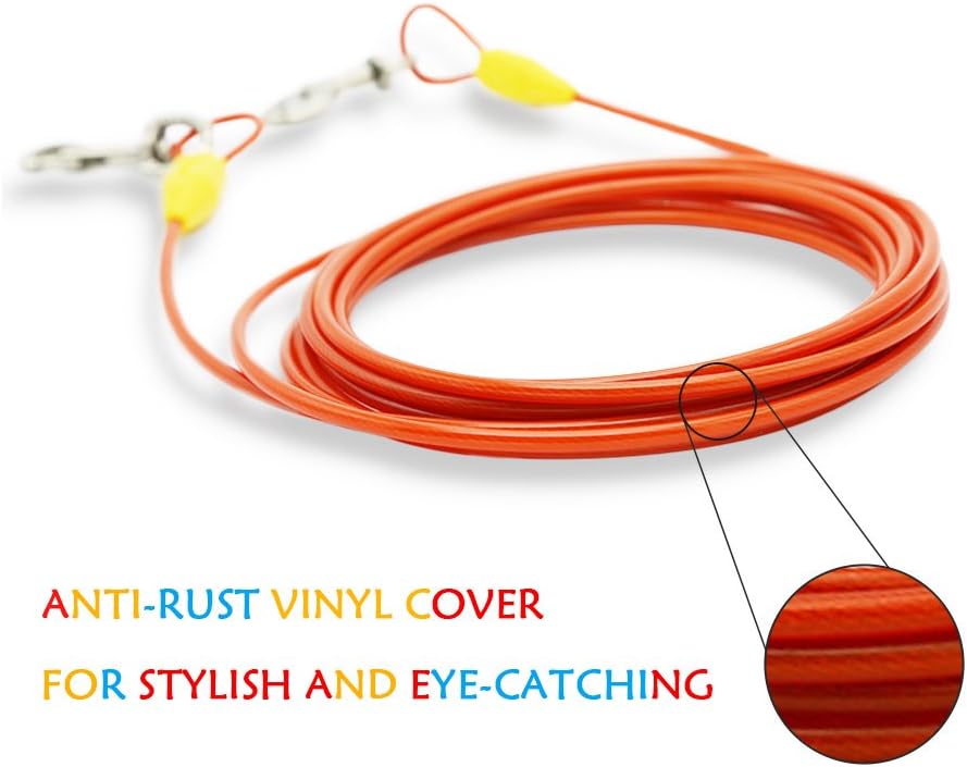 30ft Reflective Tie-Out Cable for Heavy Dogs Up to – Essentials for Dogs - 90lbs15ft / Yellow & Orange - image 3