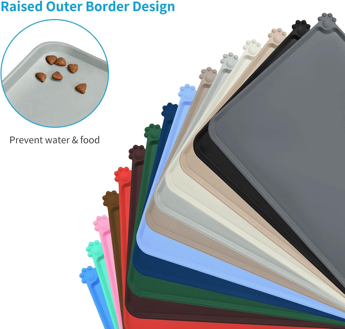 AUDWUD Waterproof Silicone Pet Feeding Mats - Mist / 34"L x 23"W - image 3