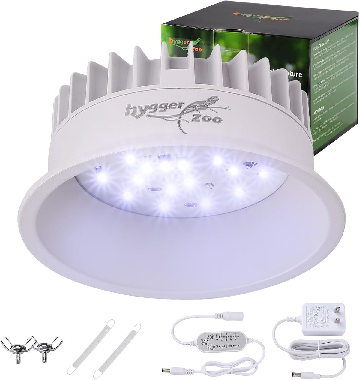 UVB Light for Reptiles, UVA UVB Reptile Light Fixture with Timer LED UVB Bulb for Bearded Dragon - 1 Pack / White