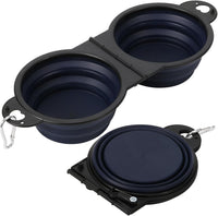 Collapsible Dog Bowls, Small Portable Travel Dog Bowls – Essentials for Dogs - Dark Blue