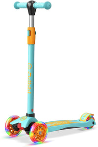 Dribbl 3-Wheel Kids Scooter, Lean-to-Steer Technology - Light Blue & Orange
