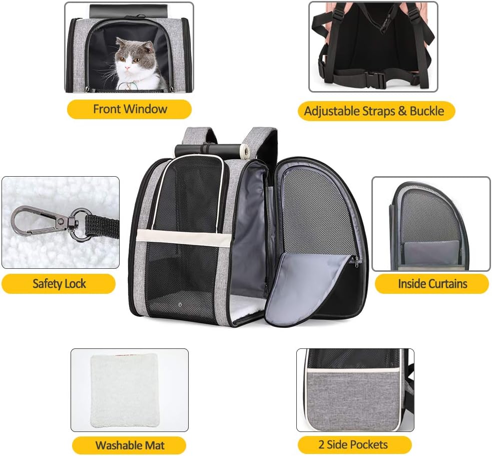 Texsens Innovative Traveler Bubble Backpack Pet Carriers for Cats - Upgraded-Black - image 4
