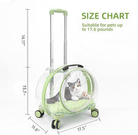 Transparent & Fully Breathable Hard cat Carrier with Rolling Wheels for Dogs, Cats, Multiple Carrying Options, Perfect for Traveling/Taking a Walk