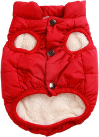 Fleece Lined Dog Jacket for Small Dogs, Winter Dog Coat - Red / XX-Large