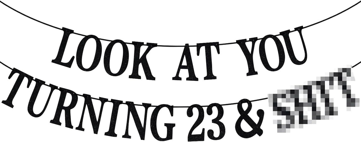 Black Glitter Look at You Turning 25 & Sh*t Banner - 23