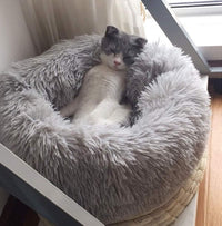 Cat Bed for Indoor Cats, Mini Plush Self Warming Kitten Bed - Medium 24'' / Light Grey - image 3