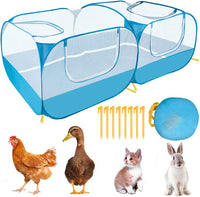 Lukovee Small Animals Playpen, Foldable, Detachable Bottom - Blue - with Escape-proof Bottom
