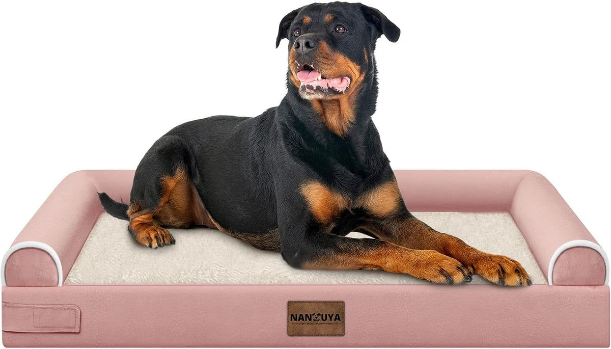 Orthopedic Dog Bed for Large Dogs - Pink / 44.0"L x 34.0"W x 6.5"Th