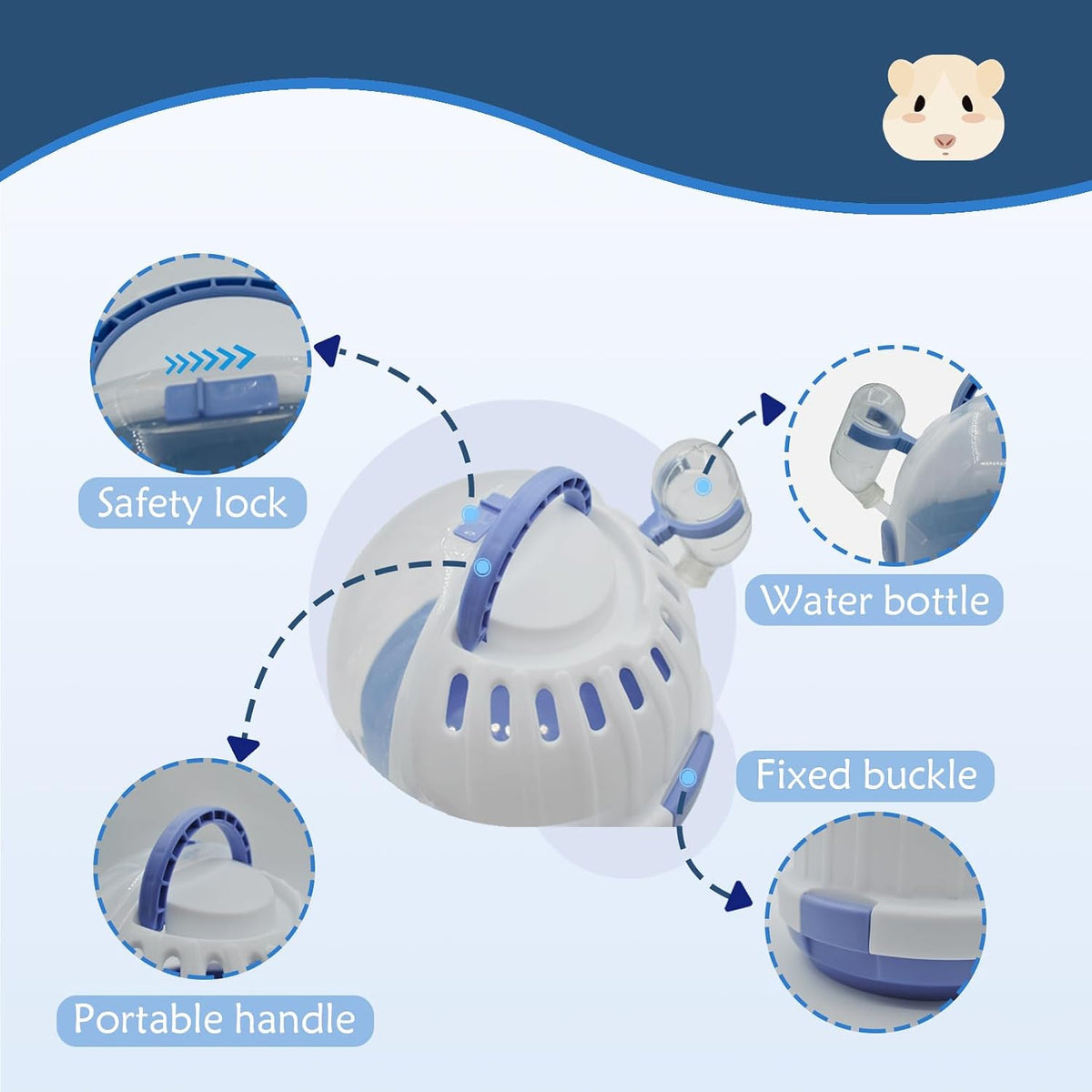 Hamster Carrier Cage Portable Cages Small Animals Carry Travel Case - 【Blue】 - image 3