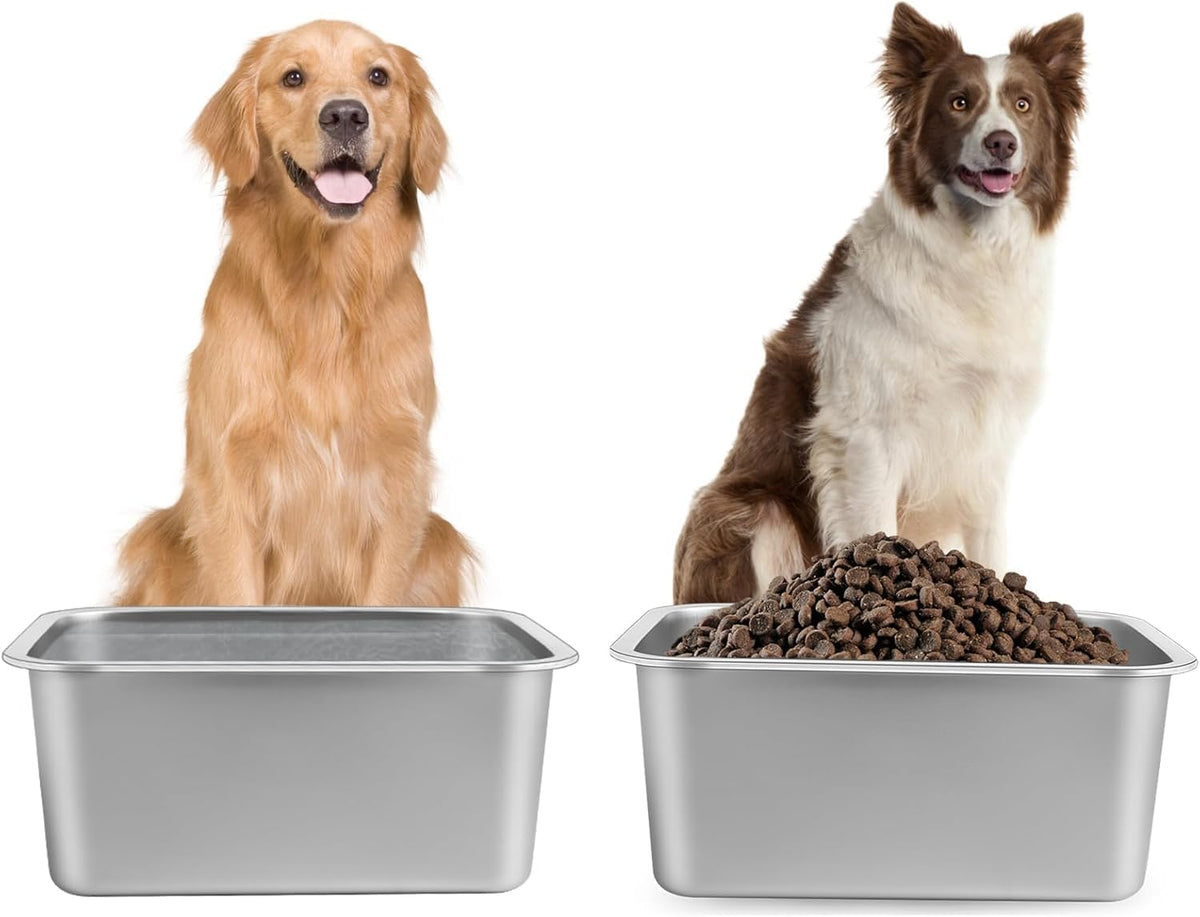 3 Gallon Large Dog Water Bowl, Stainless Steel Bowl, Giant Dogs – Essentials for Dogs - 2PCS(Original Color) / 4 Gallons