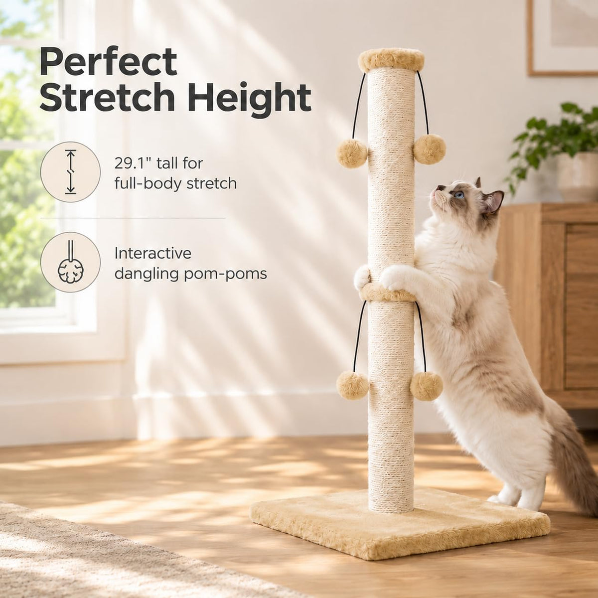 Dimaka 29in Cat Scratching Post - Light Brown / 29 inches for All Cats - image 4