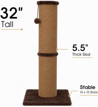 PAWSCRAT 32-Inch Tall Cat Scratching Post, Sisal - X-Large / Chocolate Brown - image 2
