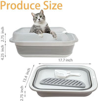 Collapsible Kitten Litter Box, Open High Sided Cat Potty Pan with Scoop Shallow Cat Toilet Anti-Splashing Low Entrance Travel Litter Box with Falling Sand Pedal for Kitty to Senior Cats