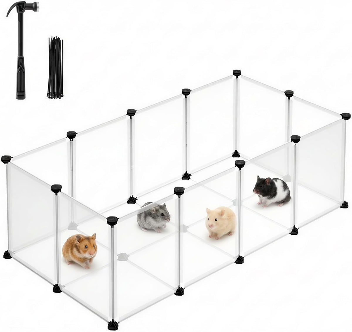 SONGMICS Pet Playpen with Floor, Small Animal Playpen – Essentials for Small Pets - White / 20 Panels - 49.2"L x 24.8"W x 16.5"H