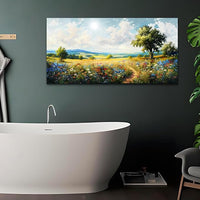 hyidecorart Nature Field Scenery Abstract Painting Framed Wall Art For Living Room Bedroom Wall Decor Pictures Artworks Modern Wall Decorations For Office Canvas Prints Home Art Decor Ready To Hang