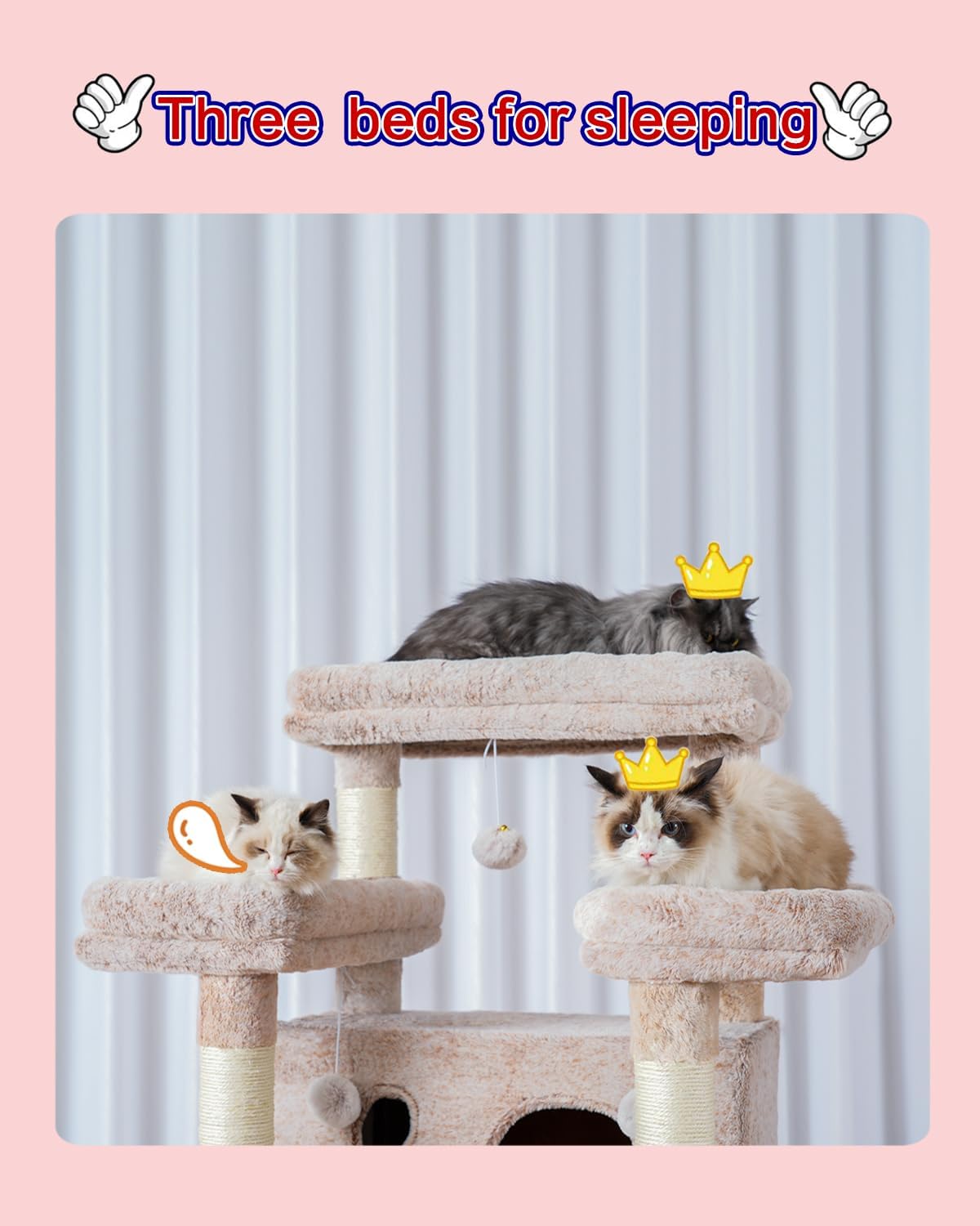 Cat Tree, 74" Tower for Large Cats, Big Condo & Hammock GCT030G – Essentials for Cats - 74 inch / Muchroom - image 4