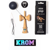 KROM kendama POP in black, beech wood skill toy with extra string and stickers - view 7
