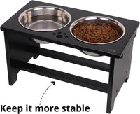 HTB Elevated Dog Bowls,Raised Dog Bowl Stand with 2 Stainless Steel Bowls,Elevated Raised Dog Bowls - large-10"tall,48 Oz bowl / Black - image 4