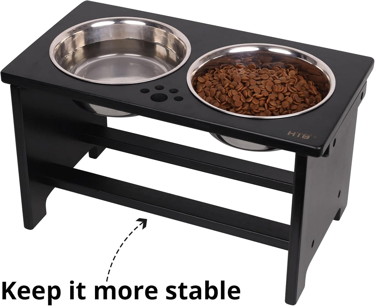 HTB Elevated Dog Bowls,Raised Dog Bowl Stand with 2 Stainless Steel Bowls,Elevated Raised Dog Bowls - large-10"tall,48 Oz bowl / Black - image 4