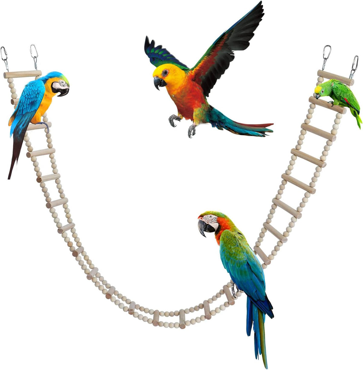 Bird Ladder Bridge, Wooden Pet Hamster Climbing & Swing Toys - 24 Steps - 53 × 3.14 Inch