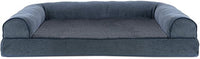 Furhaven Cooling Gel Dog Bed for Large/Medium Dogs w/ Removable Bolsters & Washable Cover, For Dogs Up to 55 lbs - Sherpa & Chenille Sofa - Orion Blue, Large