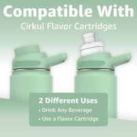 Chill Oasis Water Bottle | Compatible With Popular Flavor Cartridges | BPA Free, Leak Proof, Double-Walled Vacuum Insulated Stainless Steel, and Dishwasher Safe | Cold for 24 Hours (Sage, 32oz)