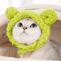 JOICEE Cute Cat Costume Warm Bear Hat Adjustable Small Pet Headwear - Avocado color - image 4
