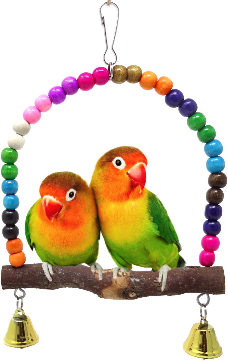 Honbay Wooden Bird Swing Perch Parrot Hanging Toy for Small Sized - image 2