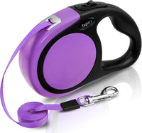 Taglory Retractable Dog Leash, One-Handed Brake, Up to 44 lbs - Purple / Medium