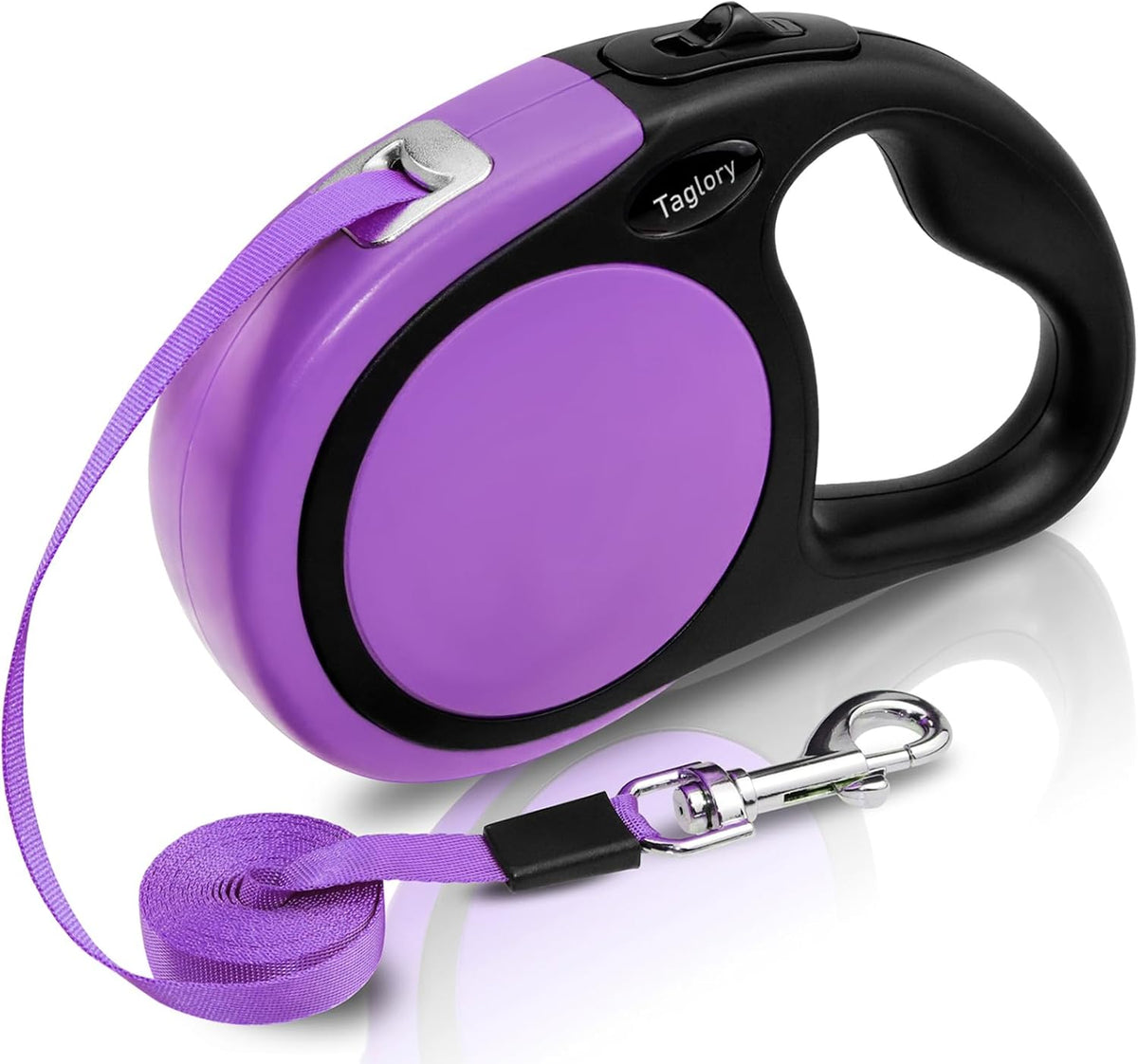 Taglory Retractable Dog Leash, One-Handed Brake, Up to 44 lbs - Purple / Medium