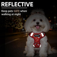 PUPTECK Dog Harness and Leash Set Small Sized - M (17-25lbs, Chest 17"-21") / #2 Red(Christmas Print) - image 4