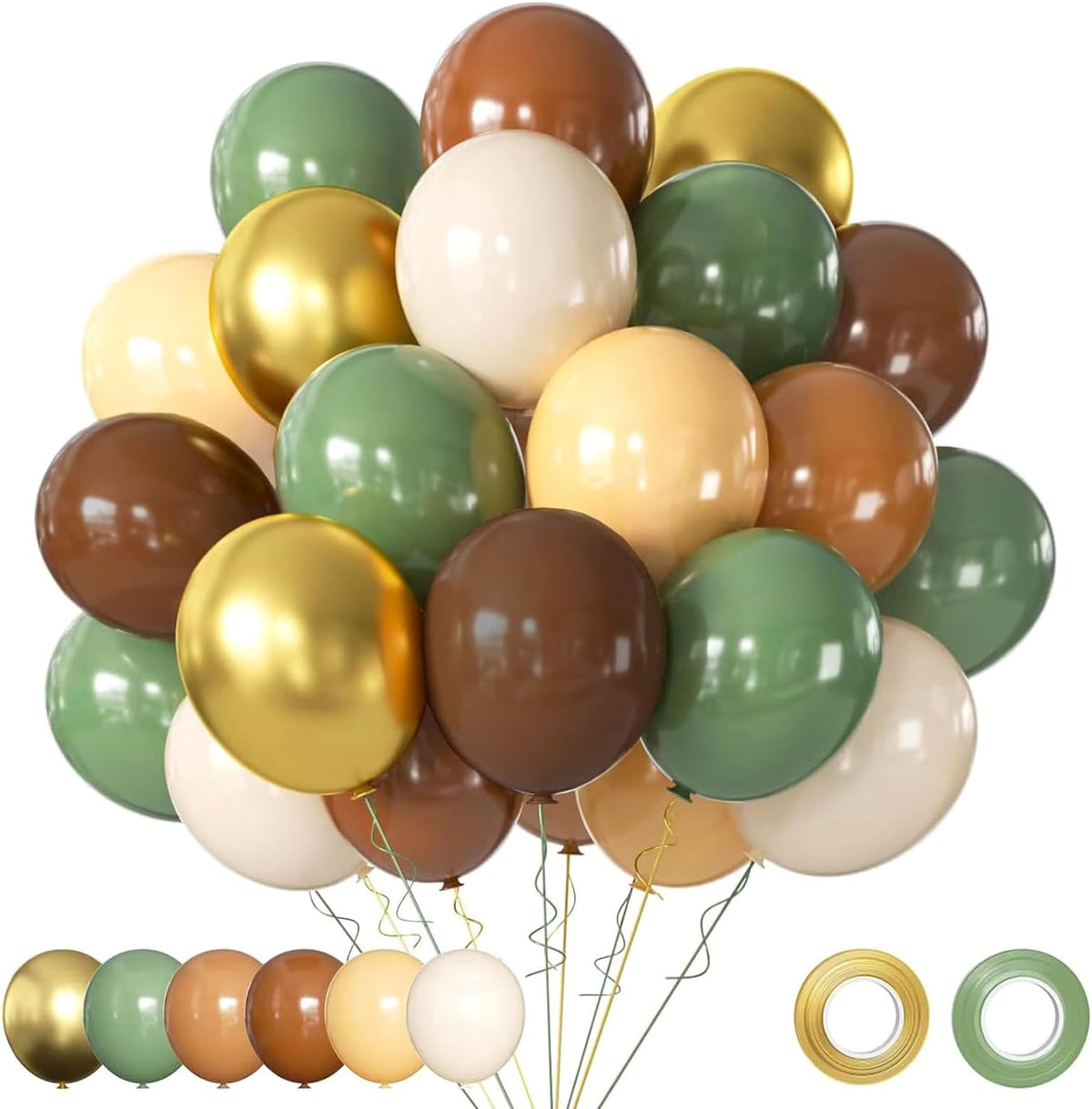 Blue Balloons Metallic Blue Balloon - Green Brown