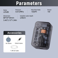Aquarium Air Pump,Ultra-Quiet/Small Size/More Output Air Pump for Fish Tank 1.5w/29GPH/14Kpa,with - 1W/16GPH （0-20gal） - image 2