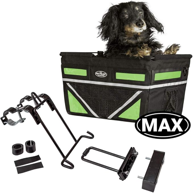 TRAVELIN K9 Pet-Pilot MAX Dog Bicycle Basket Carrier | 8 Color Options for Your Bike (Green)