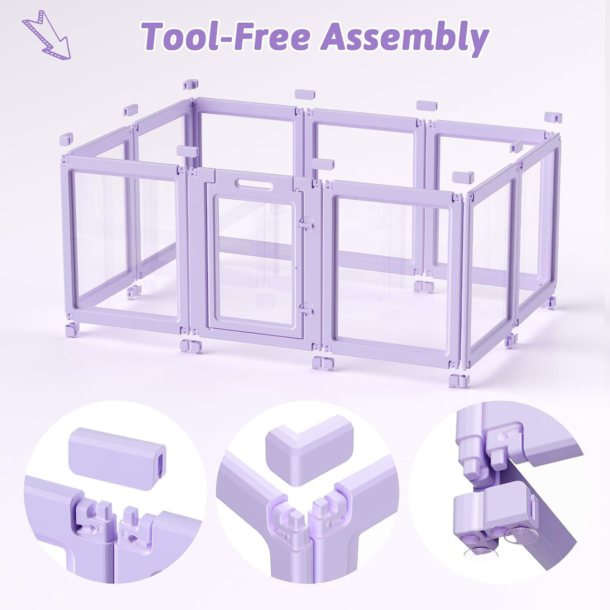 DIY Clear Acrylic Dog Playpen House - Purple / 10PCS / 23.6"H - image 3