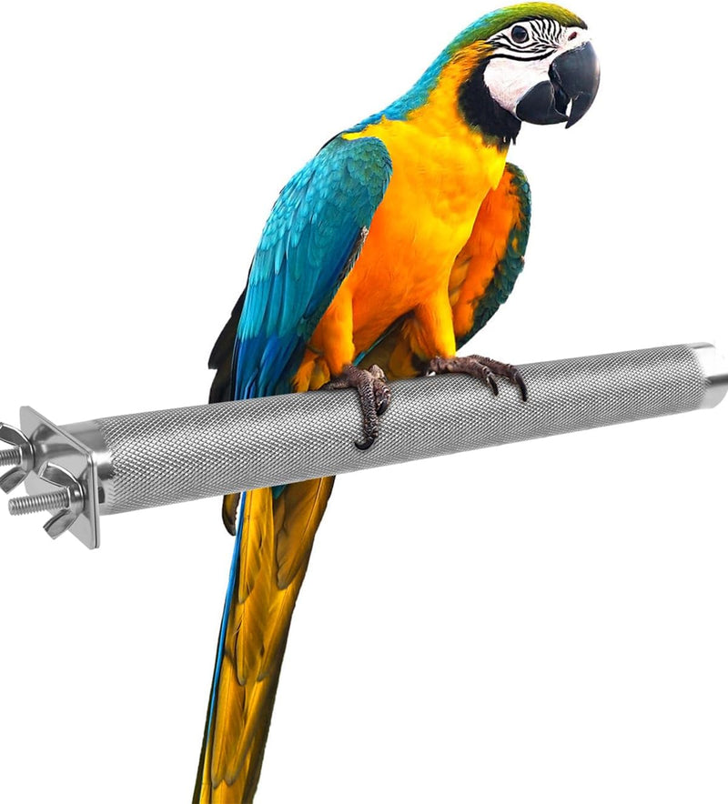 KATUMO Parrot Perch - Stainless Steel African Grey Perch Bird Cage Accessories for Small to Large - L: 11.8 x 1.2 inch